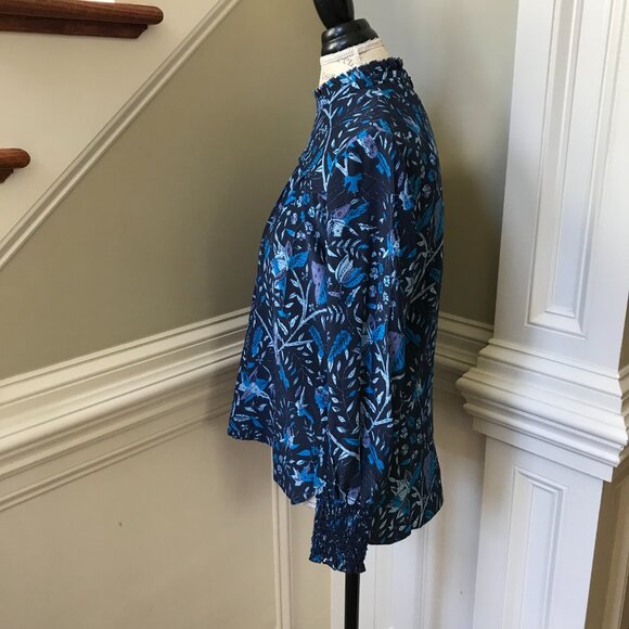 Charlotte Brody Gathered Top Shirt Blouse Womens Small Blue Purple Long Sleeve - Picture 7 of 10